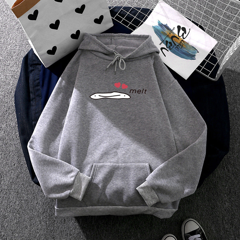 Damen nan Kapuzenpullover mit minimalistischer Grafik, lockerer Oversize-Passform und Kängurutasche EB