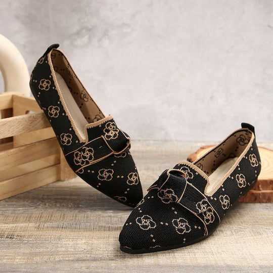 Damen Stilvolle und komfortable Ballerinas mit großem Schleifendetail EB