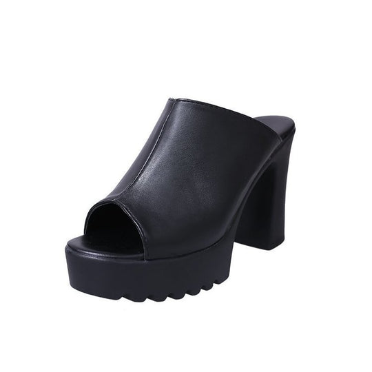 Damen nan Plateau-Mule mit hohem Blockabsatz und offener Zehenpartie EB