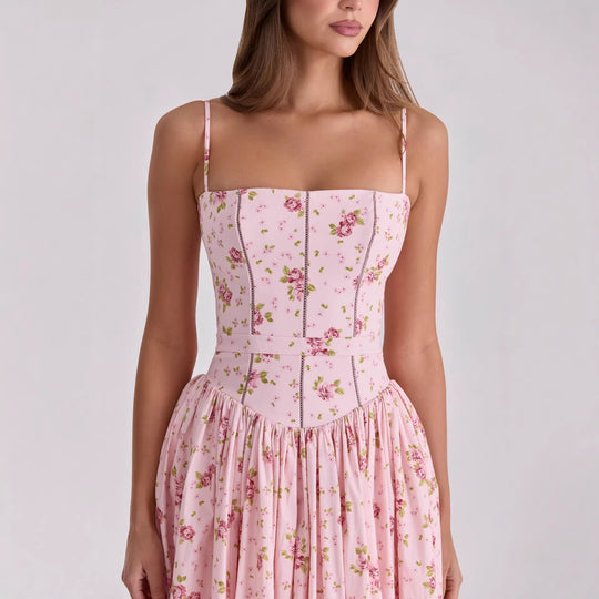 Damen Blumiges Midi-Kleid mit raffiniertem Schnitt EB