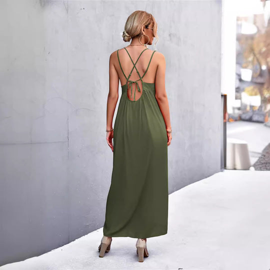 Damen Maxikleid mit feinen Spaghetti-Trägern EB