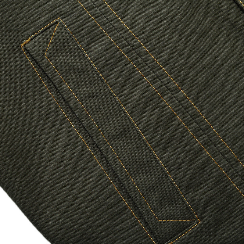 Herren Canvas Overshirt mit militärischer Optik Kontraststeppungen und Brustklappen EB