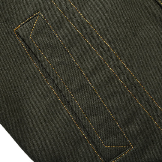 Herren Canvas Overshirt mit militärischer Optik Kontraststeppungen und Brustklappen EB