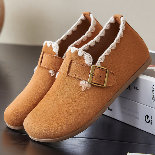Damen Bequeme Hausschuhe mit dekorativem Riemen und weichem Innenfutter EB