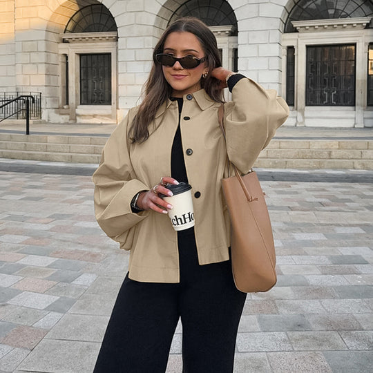 Damen modische Übergangsjacke im lässigen Oversized-Schnitt mit praktischen Taschen EB