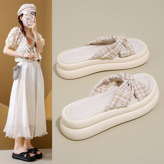 Damen Bequeme Slippers mit modischem Schleifen-Design EB