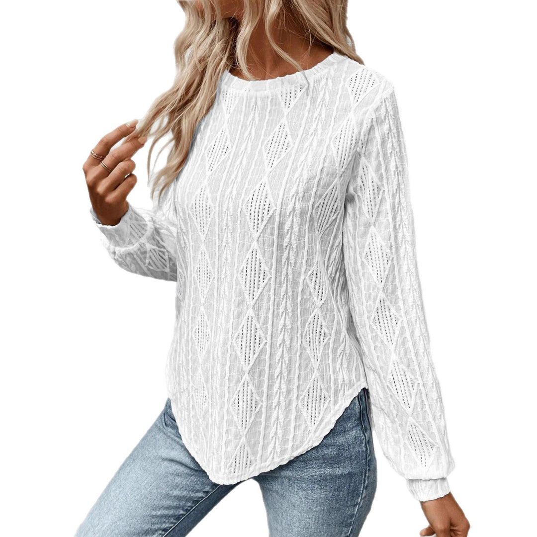 Damen Strickpullover mit transparentem Muster und lässigem Schnitt EB