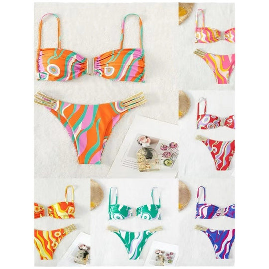 Damen Triangel-Bikini mit elegantem Raffungseffekt und modischen Akzenten EB