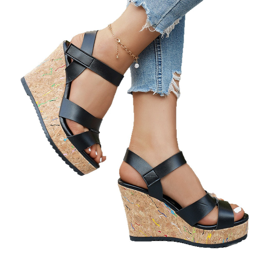 Damen Wedge-Sandalen mit verstellbaren Riemen und rutschfester Korksohle EB