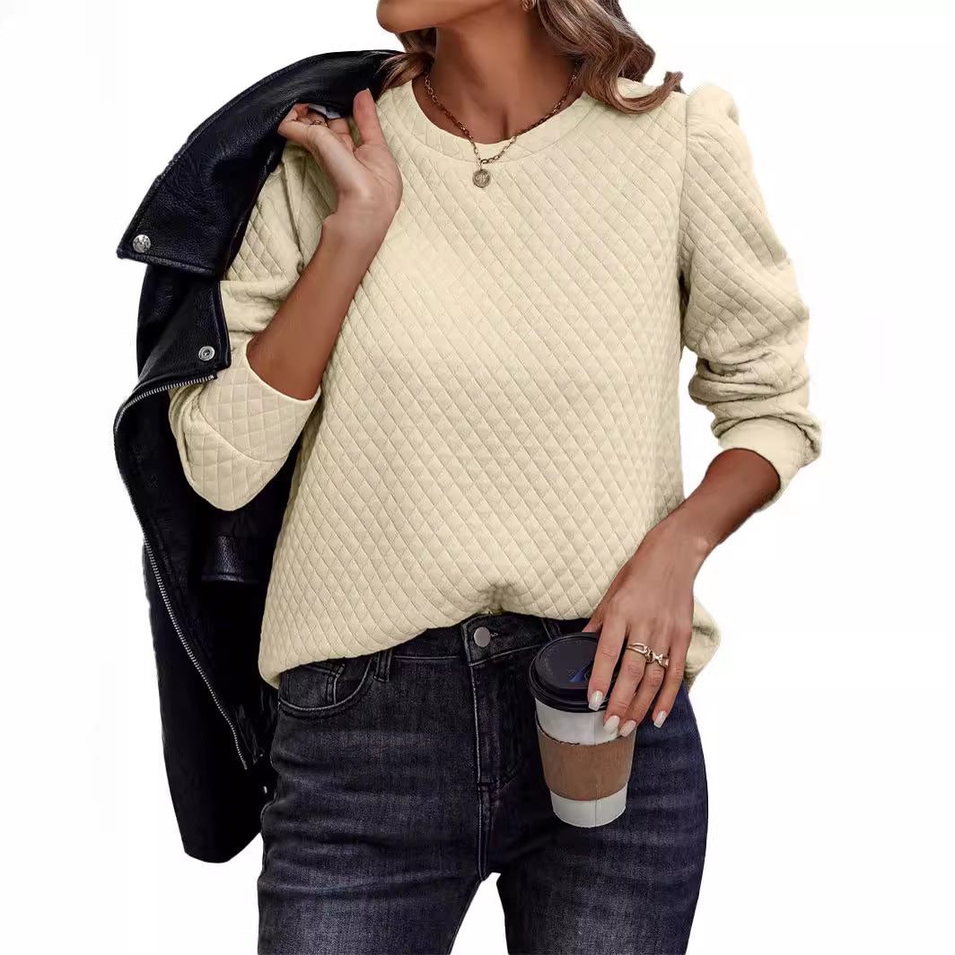 Damen Strukturierter Pullover mit puffärmeligen Details EB