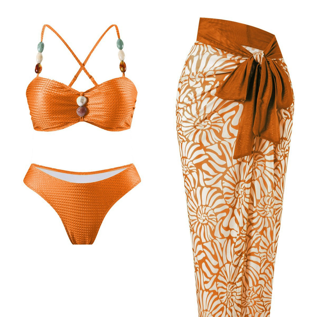 Damen Eleganter Beachwear mit floralem Überrock EB