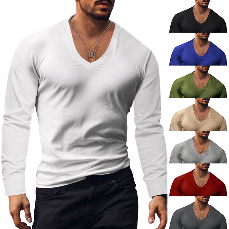 Herren Langarm V-Ausschnitt T-Shirt EB