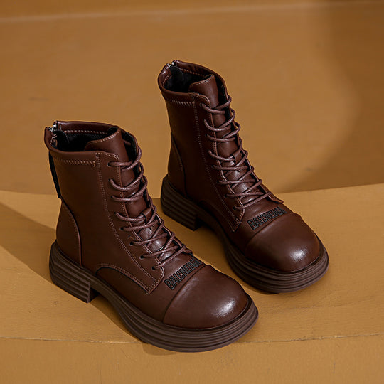 Damen Leder Combat Boots mit robustem Profil und modischem Design EB