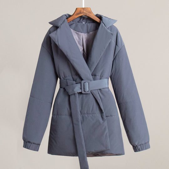Damen Elegante und warme Wattierte Jacke mit Taillengürtel EB
