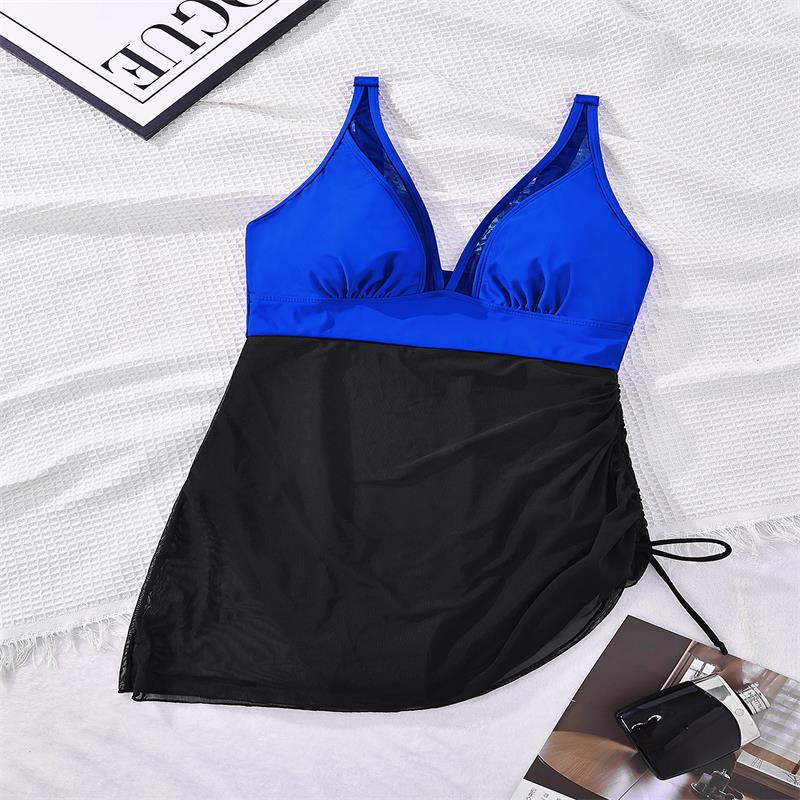 Damen Einteiler Badeanzug mit elegantem Schnitt und praktischer Wickelrock-Option EB