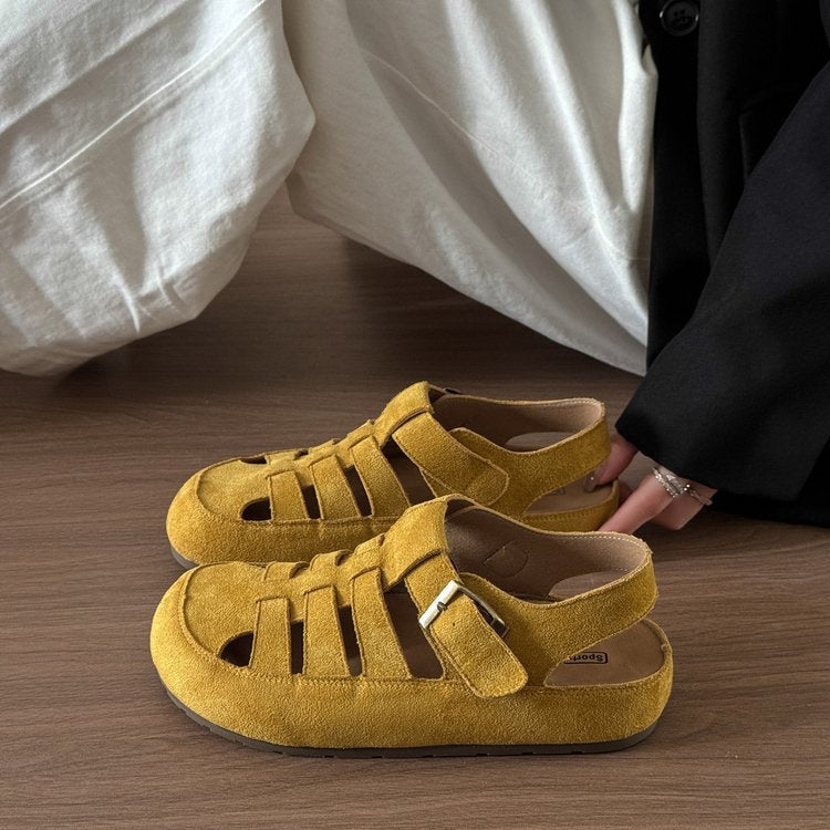 Damen Komfortable und stilvolle Ledersandalen mit verstellbarem Riemen EB