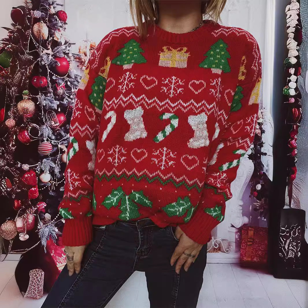 Damen Weihnachts-Pullover mit festlichem Weihnachtsdesign EB