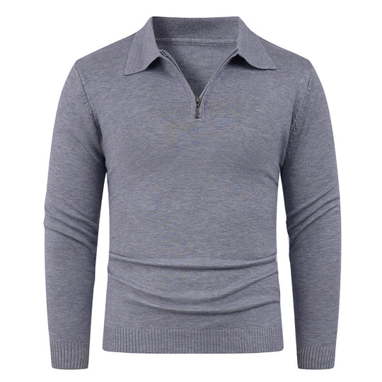 Herren Strickpullover mit halb offenem Kragen und feiner Rippenstruktur EB