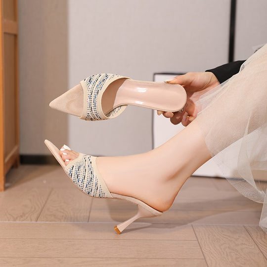 Damen elegante mules mit modischem Strickdesign EB