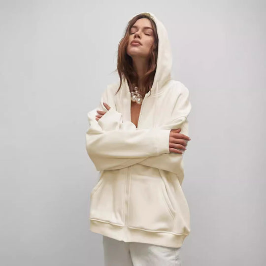 Damen Kuschelige Zip-Hoodie mit Oversized-Schnitt EB
