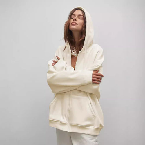 Damen Kuschelige Zip-Hoodie mit Oversized-Schnitt EB