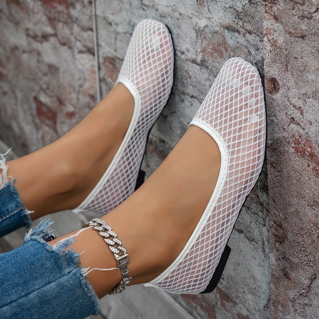 Damen atmungsaktive Slip-On Ballerinas mit flexiblem Netzdesign EB