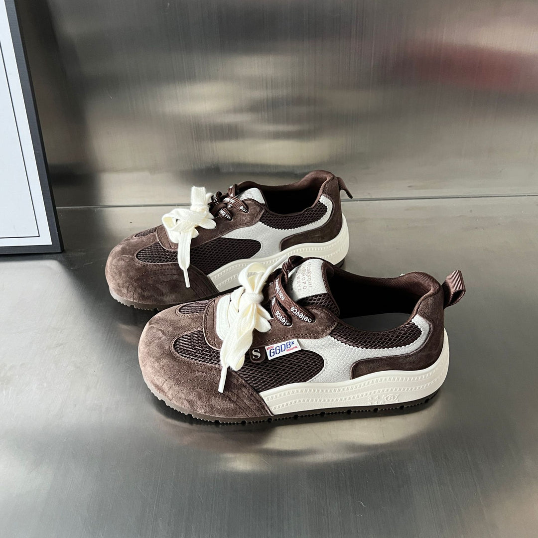 Damen Sportliche Sneakers mit atmungsaktiver Mesh-Oberfläche und eleganter Wildleder-Applikation EB