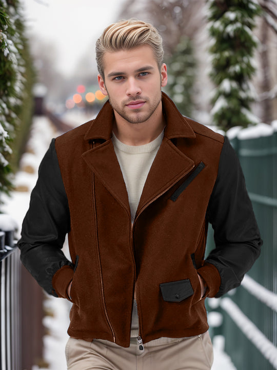Herren modische Übergangsjacke mit kontrastierenden Ärmeln und praktischen Taschen EB