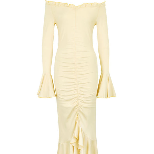 Damen Wickelkleid mit Rüschendetails und charmanten Ärmeln EB
