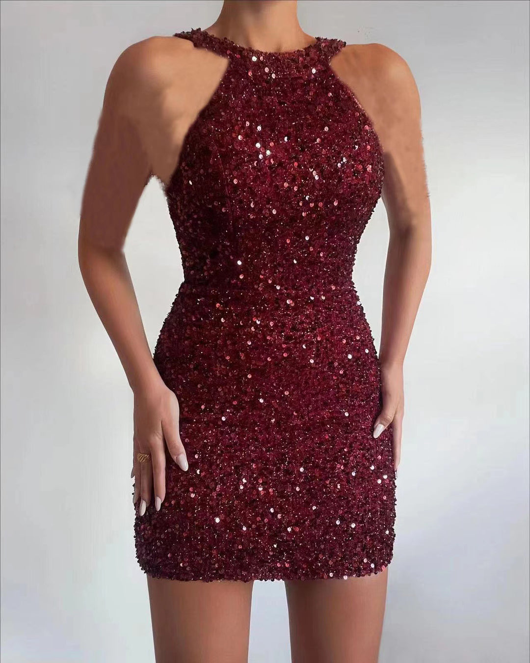 Damen Glamouröses Pailletten-Cocktailkleid mit figurbetontem Schnitt EB