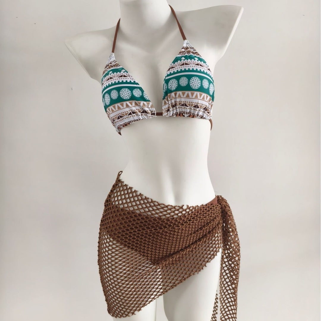 Damen Triangel-Bikini mit modischen Netzrock-Details EB