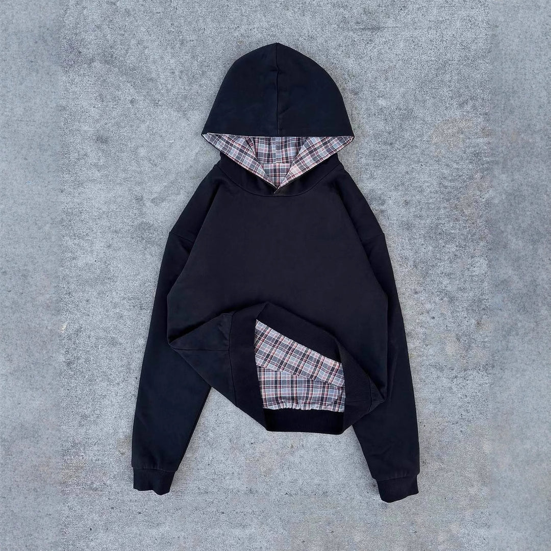 Damen Kapuzenpullover mit modernem Karo-Futter EB