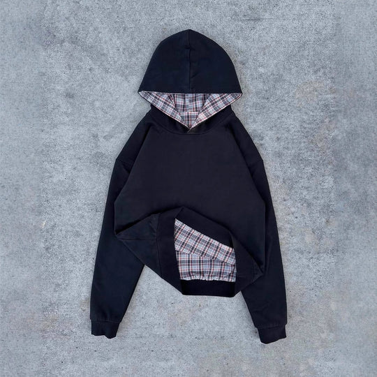 Damen Kapuzenpullover mit modernem Karo-Futter EB