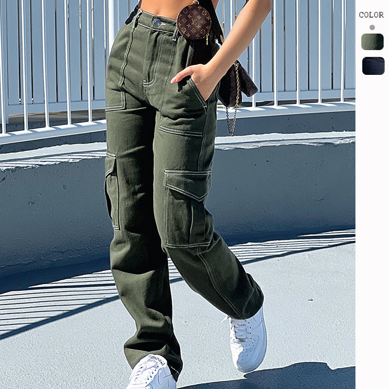 Damen Cargo-Jeans im modernen Schnitt mit praktischen Taschen und stilvollen Kontrastnähten EB