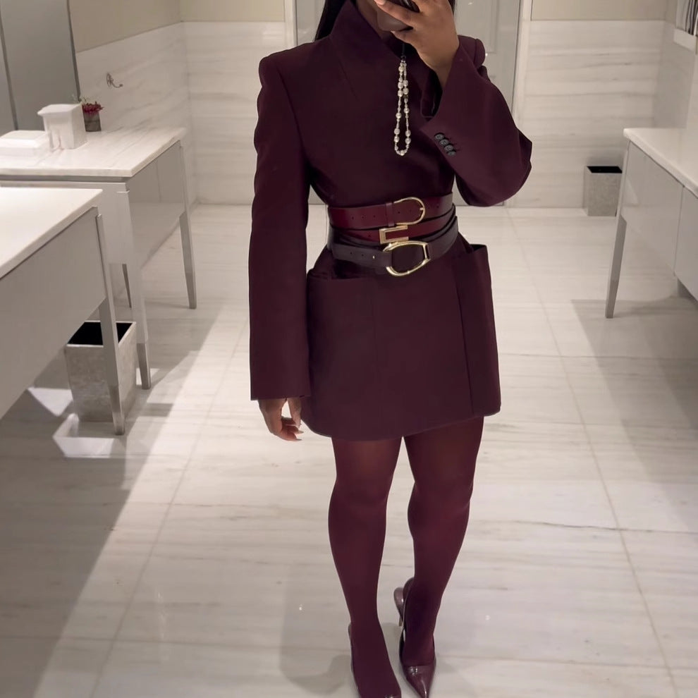Damen elegante Blazerjacke mit Taschen und modernem Schnitt EB