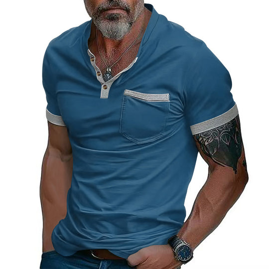 Herren Poloshirt mit modischem Kragen und Brusttasche EB