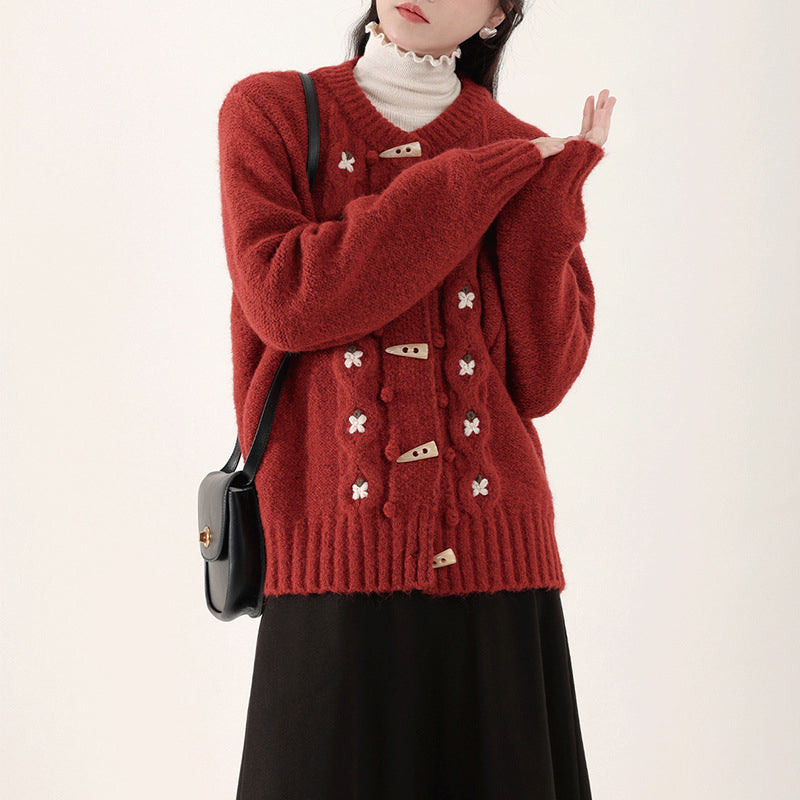 EB | Strick Strickjacke mit Blumenmuster