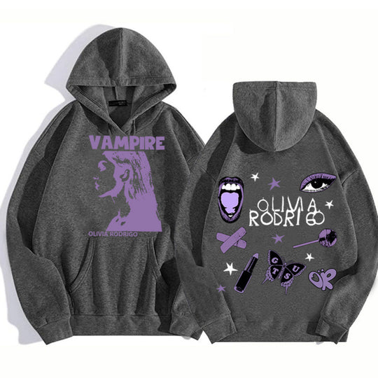 Damen Kapuzenpullover mit künstlerischem Vampir-Print und oversized Schnitt EB