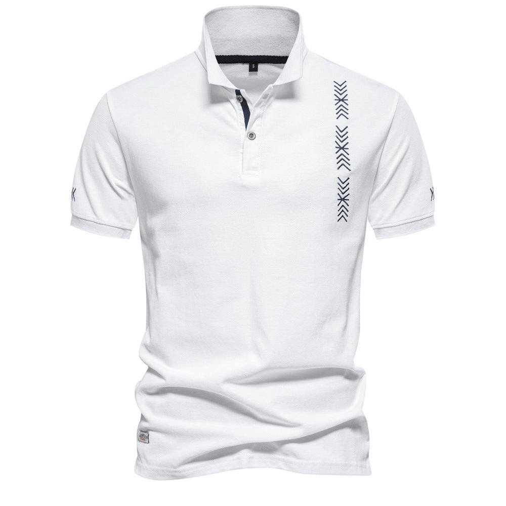 Herren nan legeres Polo mit kurzer Knopfleiste, gesticktem Pfeilmotiv-Panel und Stehkragen EB