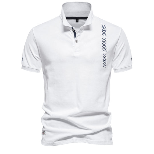 Herren nan legeres Polo mit kurzer Knopfleiste, gesticktem Pfeilmotiv-Panel und Stehkragen EB