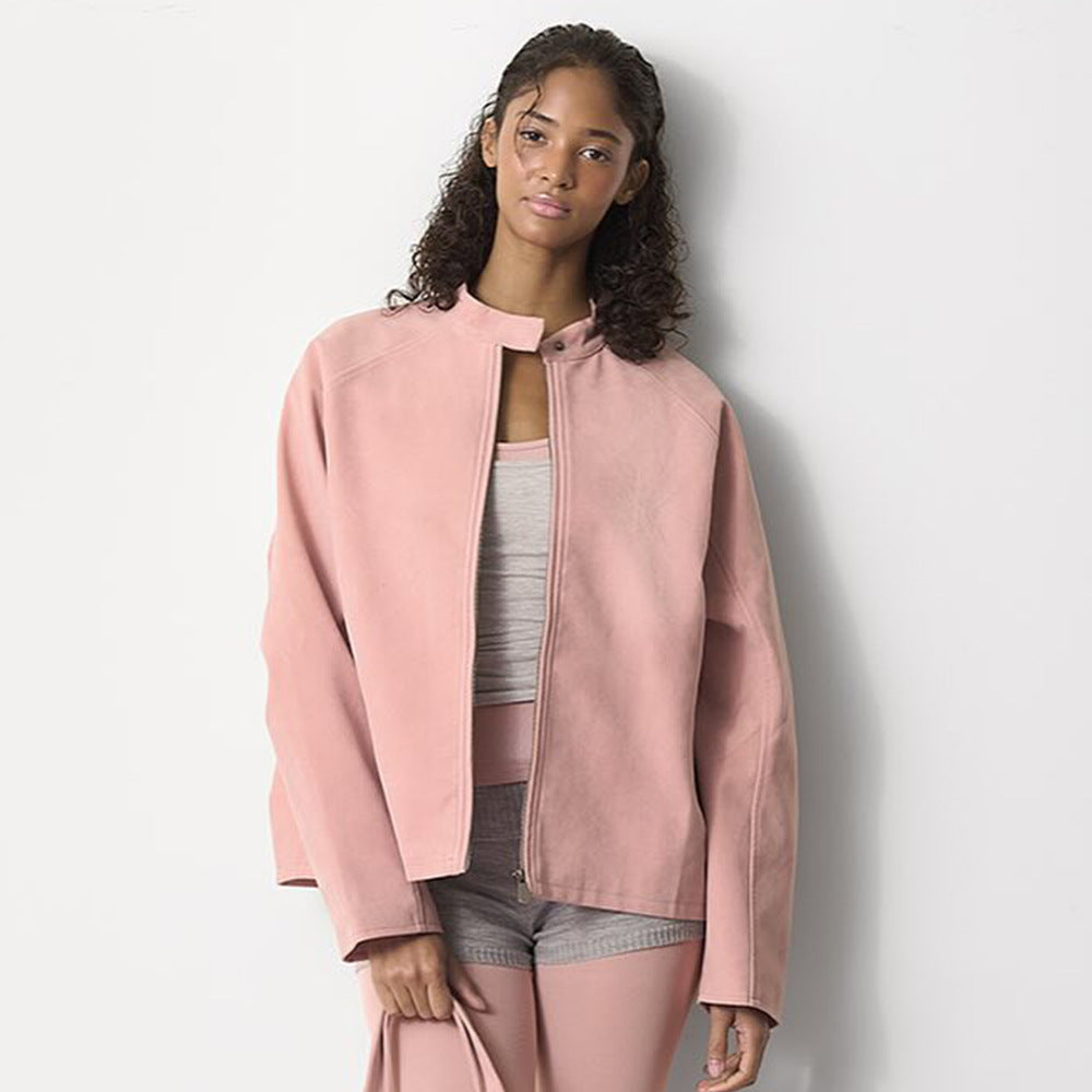 Damen lässige Oversized-Jacke mit hohem Kragen EB