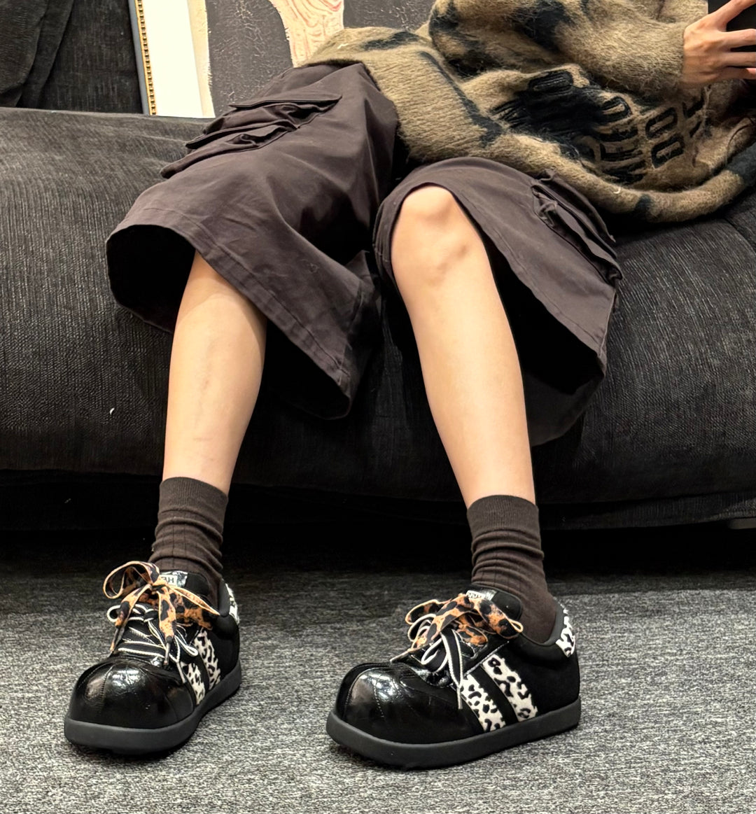 Damen Sportliche Sneakers mit modischem Animalprint und innovativem Schnürsystem EB