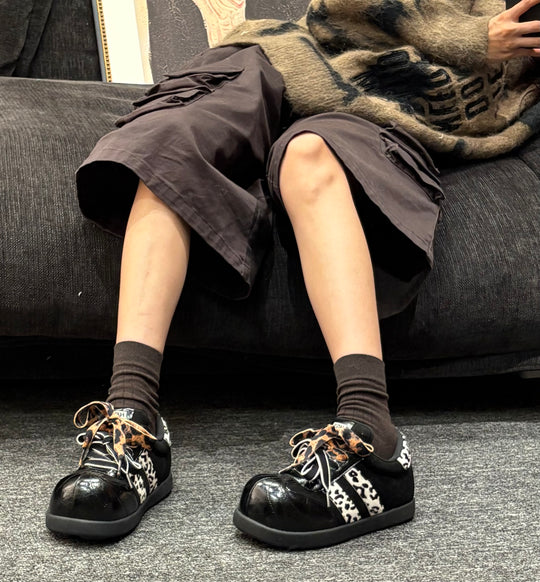 Damen Sportliche Sneakers mit modischem Animalprint und innovativem Schnürsystem EB