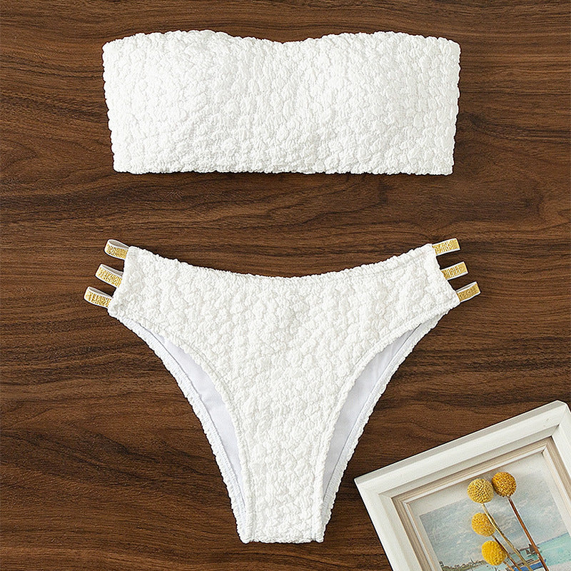 Damen Bandeau-Bikini mit goldenen Akzenten EB