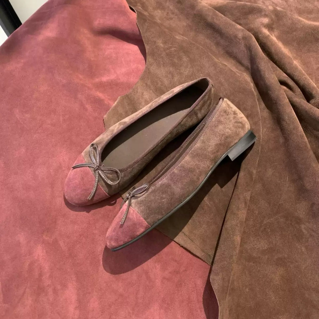 Damen Ballerinas mit dekorativem Schleifenakzent und hochwertiger Veloursleder-Oberfläche EB