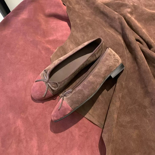 Damen Ballerinas mit dekorativem Schleifenakzent und hochwertiger Veloursleder-Oberfläche EB