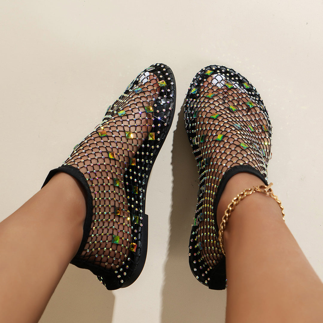 Damen modische Netzsneaker mit funkelnden Elementen EB