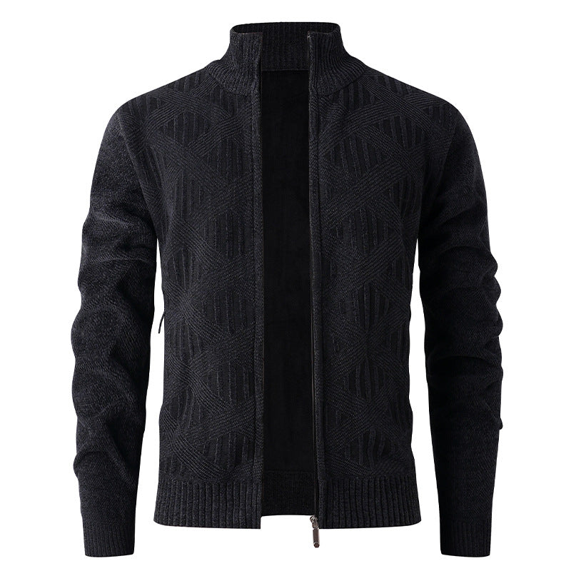 Herren Strickjacke mit strukturiertem Design und modernem Reißverschluss EB