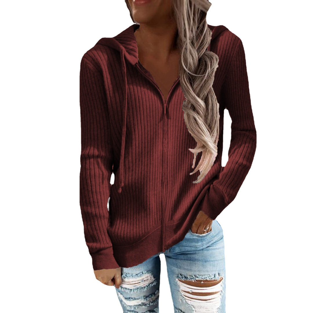Damen Kapuzenjacke im modernen Rippenstrickdesign mit Taschen EB