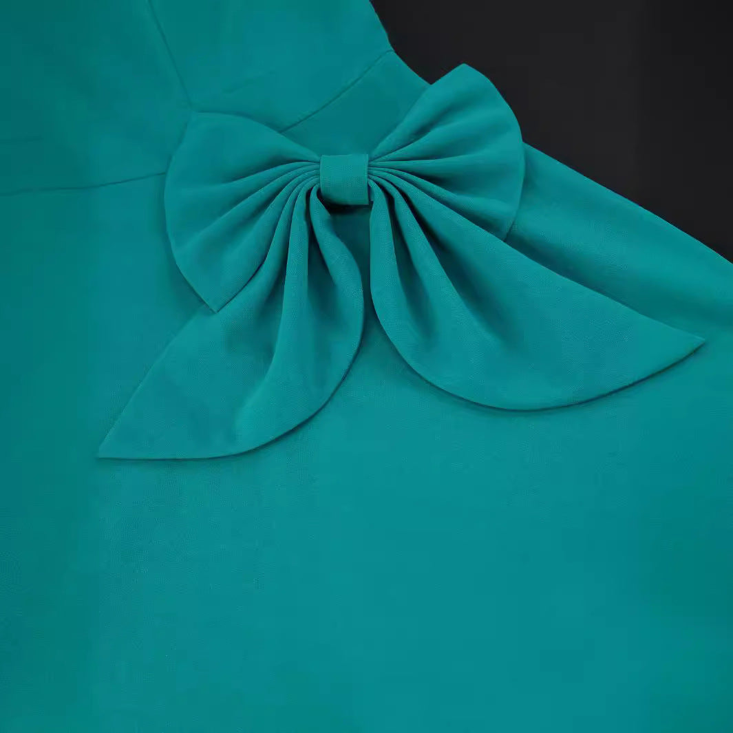 Damen Komfortables Kleid mit voluminösen Schleifen-Details EB